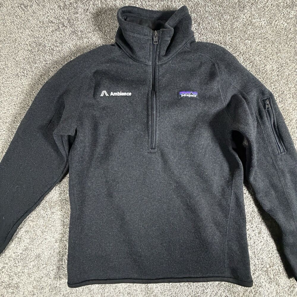 Patagonia Womens Better Sweater 1/4-Zip Fleece sz Small Black NWOT Logo